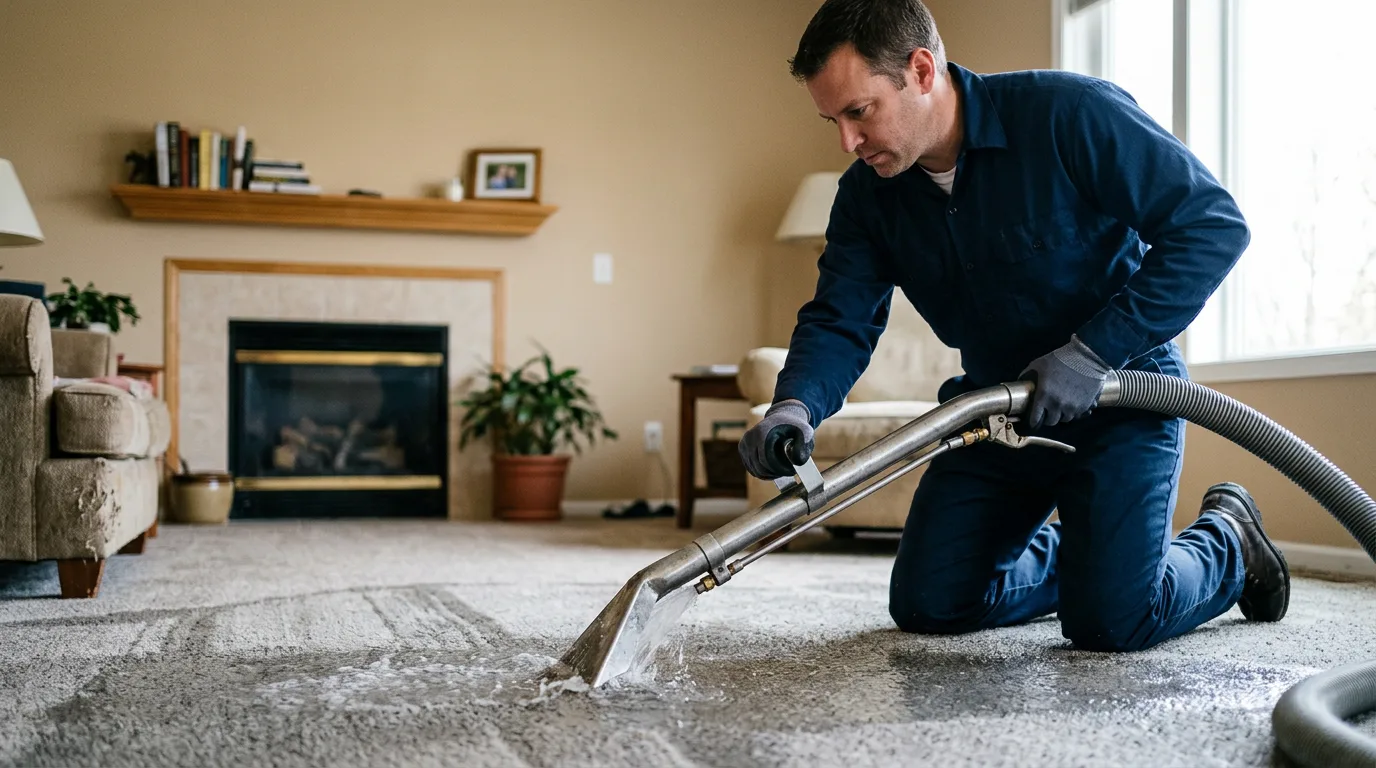 Water damage restoration technician working near Leipsic, OH